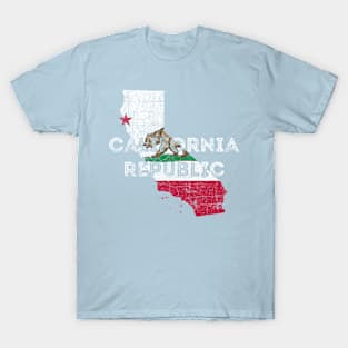 California Map Shape and Flag T-Shirt